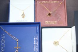 4x Sterling silver (gilt) boxed chain & pendants