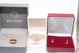 2 Pairs of silver earrings together with silver pe