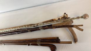 Group of assorted walking sticks and canes