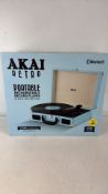 Akai Retro Portable Rechargeable Bluetooth Record Player, Boxed