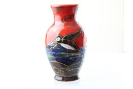 Anita Harris puffin vase signed in gold