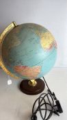 Illuminated Desk Globe on Wooden Base