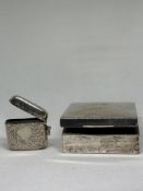 Silver vesta case together with a silver cigarette