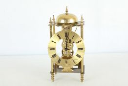 Brass Skeleton Mantel Clock with Bell Strike and Key