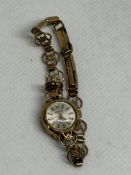 9ct Gold ladies cocktail watch with full 9ct gold