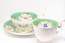 3x H&R. Daniel c1835 two cups and saucer all hand