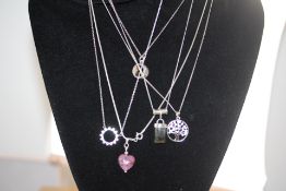 5 silver chains & pendants