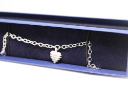 Swarovski charm bracelet with single heart shaped