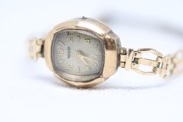 Ladies 9ct Gold Rotary Watch, Crown missing but st