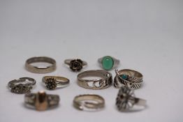 10 Silver rings Weight 35.4g