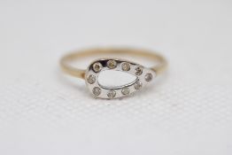 9ct Gold ring set with small diamonds Weight 1.2g