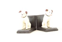Cast iron HMV nipper dog bookends