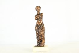 A Patinated Bronze Venus de Milo Figure on Stone Plinth