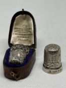 2 Silver thimbles - 1 with original fitted case