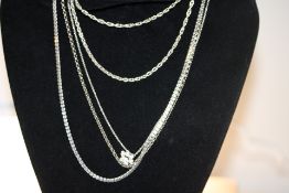 4 Silver chains - 1 with pendant