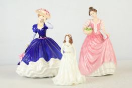 Group of Royal Doulton and Coalport bone china lady figurines