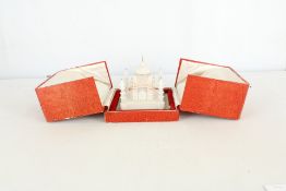 Carved marble model of the Taj Mahal in fitted case