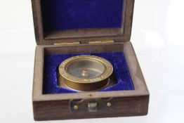 Boxed small brass compass