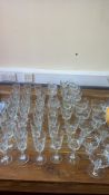 Group of clear stemmed glassware and decanter