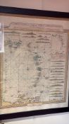 Framed reproduction chart map of the Antilles after L. S. de la Rochette