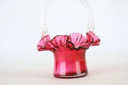 Cranberry glass basket