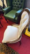 Upholstered walnut-framed slipper chair