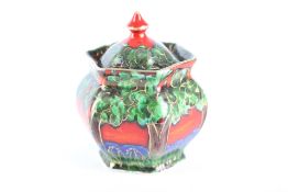 Anita Harris lidded pot bluebell wood signed in go