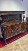 Jacobean Revival Oak Sideboard with Barley-Twist Supports