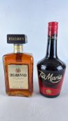 Disaronno Originale and Tia Maria Dark Liqueur, two bottles