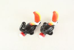 Pair of cast iron toucan coat hooks