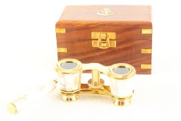 Boxed brass & mother of pearl opera glasses