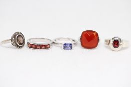 5 Silver rings Weight 18.7g