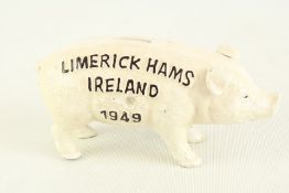 Cast iron Limerick Hams pig money box