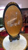 Ebonised and gilt oval dressing mirror with Louis XVI-style guéridon