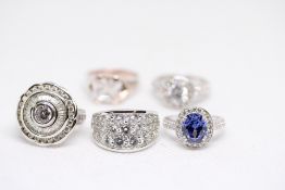 5 Silver rings Weight 24.9g