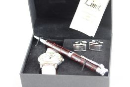 Boxed Limit wristwatch pen & cufflinks