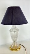 Cut crystal and gilt-metal table lamp with black shade