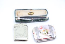 Vesta case, mother of pearl small purse(A.F) & sil