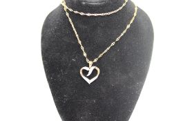 9ct Gold chain & heart shaped pendant, pendant set