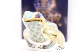 Royal crown derby fountain frog with gold stopper