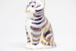 Royal crown derby cat with gold stopper