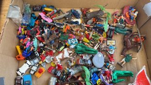 A quantity of assorted miniature toy vehicles and figures