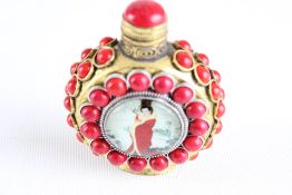 Copper inlay red bead's snuff bottle