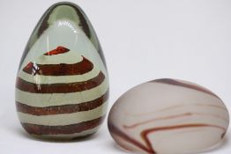 Signed Mdina paperweight & 1 other