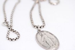 Silver chain & religious pendant Weight 36g