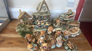 Pendelfin stonecraft rabbits and scenic bases, a collection