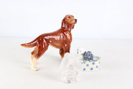 Group of ceramic animal figures including Nao dish and an English dog figure