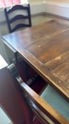 Oak refectory dining table and ladderback chairs