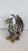 Steampunk-style cast metal dragon figure