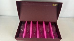 Courtier Crystal hand-cut lead crystal flute glasses, boxed